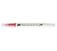 Pentel Arts Brush Sign Pen Twin SESW30C Lot de 10 feutres pinceau bi-pointe, Pointe large et fine, Acquarellable, Rouge