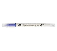 Pentel Arts Brush Sign Pen Twin SESW30C Lot de 10 feutres pinceau bi-pointe, Pointe large et fine, Acquarellable, Bleu