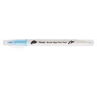 Pentel Arts Brush Sign Pen Twin SESW30C Lot de 10 feutres pinceau bi-pointe, Pointe large et fine, Acquarellable, Bleu layette