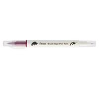 Pentel Arts Brush Sign Pen Twin SESW30C Lot de 10 feutres pinceau bi-pointe, Pointe large et fine, Acquarellable, Rouge foncé