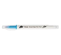 Pentel Arts Brush Sign Pen Twin SESW30C Lot de 10 feutres pinceau bi-pointe, Pointe large et fine, Acquarellable, Turquoise