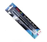 Pentel – Feutre pinceau à bouton-poussoir arrière – Encre brillante – Argent