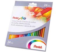 Pentel Arts Étui Carton De 24 Crayons De Couleur, Hexagonal