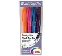 Pentel SES15-4COL - Estuche rotulador punta pincel 4 colores fantasía, Azul