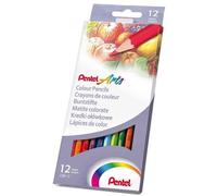 Pentel Arts Étui En Carton De 12 Crayons De Couleur, Hexagonal