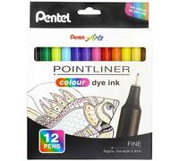 Pentel Arts Feutre Pointliner Colour Dye Ink, Étui De 12