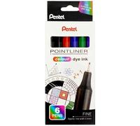Pentel Arts Feutre Pointliner Colour Dye Ink, Étui De 6