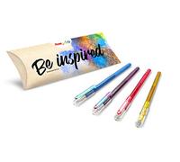 Pentel Arts Hybrid Dual Metallic K110 Stylo roller métallique 4 (bleu + métallisé, violet + bleu métallisé, rose + métallique et doré)