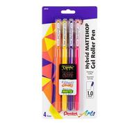 Pentel Arts Hybrid MATTEHOP K110VBP4M1 Lot de 4 stylos à encre gel 1 mm Orange mat, jaune mat, rose mat, violet mat