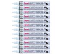 Pentel Arts Paint Marker MMP10, Marqueur peinture permanent, Pointe médium, Blanc, Lot de 12