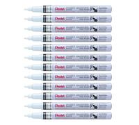 Pentel Arts Paint Marker MSP10, Marqueur peinture permanent, Pointe fine, Blanc, Lot de 12