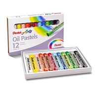 Pentel Pastels à l'huile 38606 Corps rond, enrobage papier non salissant Ø 8 mm Lot de 12 assortis