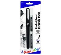 Pentel Arts Pocket Stylo pinceau avec 2 recharges d'encre noire (GFKP3BPA)