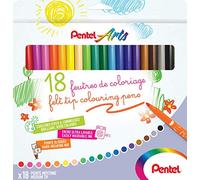 Pentel Arts SCS2E-18, Feutres de coloriage Encre ultra-lavable, Pointe moyenne, Pack de 18 couleurs assorties