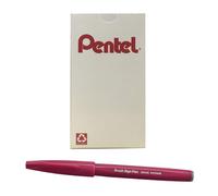 Pentel Arts Sign Pen Brush, encre bordeaux, bo te de 12 stylos