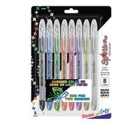 Pentel Arts Sparkle POP Lot de 8 stylos à encre gel Couleurs assorties