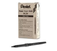 Pentel Arts Tradio Stylo Sketch Pen Refills, Black, Box of 12 (MLJ20-A) by Pentel