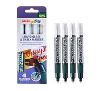 Pentel Arts Wet Erase marqueurs craie, Standard, à pointe biseautée Blanc d'encre, 1 lot de 4 marqueurs