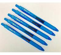 Pentel BL107 Energel Lot de 5 stylos à bille rétractables Pointe en métal 0,7 mm Poignée en caoutchouc Encre bleu ciel BL107-A