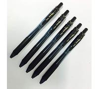 Pentel BL107 Energel Lot de 5 stylos à bille rétractables Pointe métallique 0,7 mm Grip en caoutchouc Encre noire
