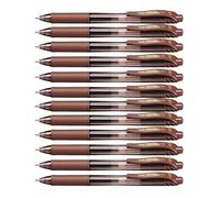 Pentel BL107 EnerGel X Stylo Roller Encre Gel Rétractable Séchage Rapide Marron x12