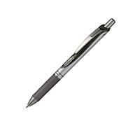 Pentel Stylo à encre gel rétractable EnerGel XM pointe moyenne avec zone de préhension - Corps noir et argenté, encre noire