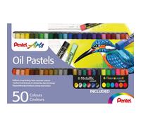 Pentel Boîte 50 Pastels À L'huile Phn 60mm Diam 8mm 38+6 Fluos Et 6 Métalliques