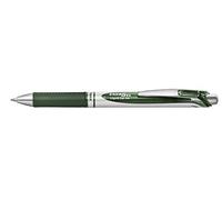 Pentel - Bolígrafo Energel retráctil con mecanismo de presión y punta de bola, 0,35mm de grosor de trazo, Color verde campo.