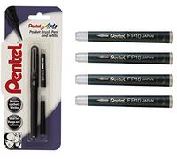 Pentel Brush Pen Lot de 6 cartouches pour stylo Noir Idéal pour manga et style oriental