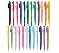 Pentel Brush Sign Pen SES15C - Pointe pinceau - Pointe en fibre - Gamme complète - 24 stylos