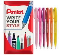 Pentel Brush Sign SES15C - Lot de 6 stylos à pointe pinceau - Pointe en fibre - Dans une enveloppe cadeau (tons chauds)
