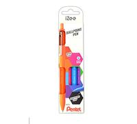 Pentel BX470-4COL iZee Bolígrafo Boli Retráctil con Cuerpo Mate y Clip Metálico, de Uso muy Cómodo para Escritura Suave, Perfecto para Colegios y Oficinas
