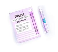 Pentel Clic Eraser ZE81 Stylo gomme rectangulaire rechargeable, Corps violet transparent, Lot de 12