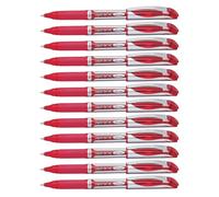 Pentel – Roller EnerGel XM – Pointe 0,7 mm – Rouge – Lot de 12