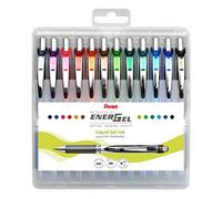 Pentel EnerGel BL77-12 Lot de 12 stylos roller à encre gel avec mécanisme à pression, diamètre de la bille 0,7 mm = épaisseur de trait 0,35 mm, rechargeables, boîte en plastique, couleurs assorties