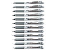 Pentel Energel BL77, Roller encre gel rétractable pointe moyenne 0,7 mm, Gris, Lot de 12