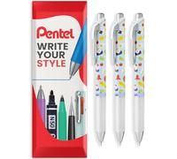 Pentel Energel BLN75 Lot de 3 stylos roller rétractables à encre gel - 0,5 mm - 54 % recy ncre noire - Dans un emballage d'oreiller (Bento)