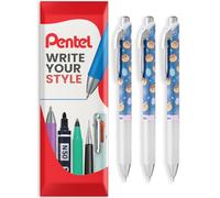 Pentel Energel BLN75 Lot de 3 stylos roller rétractables à encre gel - 0,5 mm - 54 % recy ncre noire - Dans un emballage d'oreiller (Takoyaki)