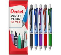 Pentel Energel BLN75 Lot de 5 stylos roller rétractables à encre gel 54 % recyclé 0,5 mm