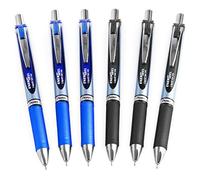 Pentel Energel BLN75 Lot de 6 stylos roller à encre gel rétractable Noir et bleu 0,5 mm