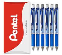 Pentel Energel BLN75 Lot de 6 stylos roller rétractables à encre gel 54 % recyclé Bleu 0,5 mm