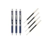 Pentel Energel Deluxe RTX Stylo à encre gel liquide de kit, Lot de 3 avec 4 recharges (Rose - 0,7 mm) bleu marine