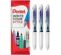 Pentel EnerGel Lot de 3 stylos à bille rétractables à encre gel - BLN75 - Pointe de 0,5 mm - Stylos Edo Kiriko édition limitée - Encre noire - Design corps violet/turquoise ED4 - Emballage cadeau