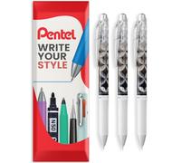 Pentel EnerGel Lot de 3 stylos à bille rétractables à encre gel - BLN75 Pointe de 0,5 mm - Stylos Edo Kiriko édition limitée - Encre noire - Design corps noir ED6 - Emballage cadeau