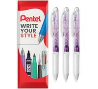 Pentel EnerGel Lot de 3 stylos à bille rétractables à encre gel - BLN75 - Pointe de 0,5 mm - Stylos Edo Kiriko édition limitée - Encre noire - Design corps violet ED3 - Emballage cadeau