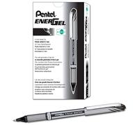 Pentel EnerGel NV BL27-A Lot de 12 stylos à encre gel liquide, trait moyen, pointe métallique, encre noire