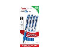 Pentel EnerGel RTX BL77PF4C Lot de 4 stylos à encre gel liquide, pointe moyenne (0,7 mm), encre bleue, sans plastique