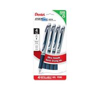 Pentel EnerGel RTX BL77PF4CA Lot de 4 stylos à encre gel liquide, pointe moyenne (0,7 mm), encre bleu marine, sans plastique