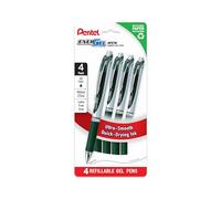 Pentel EnerGel RTX BL77PF4D3 Lot de 4 stylos à encre gel liquide, pointe moyenne (0,7 mm), encre vert forêt, sans plastique