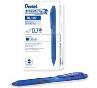 Pentel Energel X BL107, Lot de 12 Rollers encre gel rétractables, Pointe moyenne 0,7 mm, Bleu